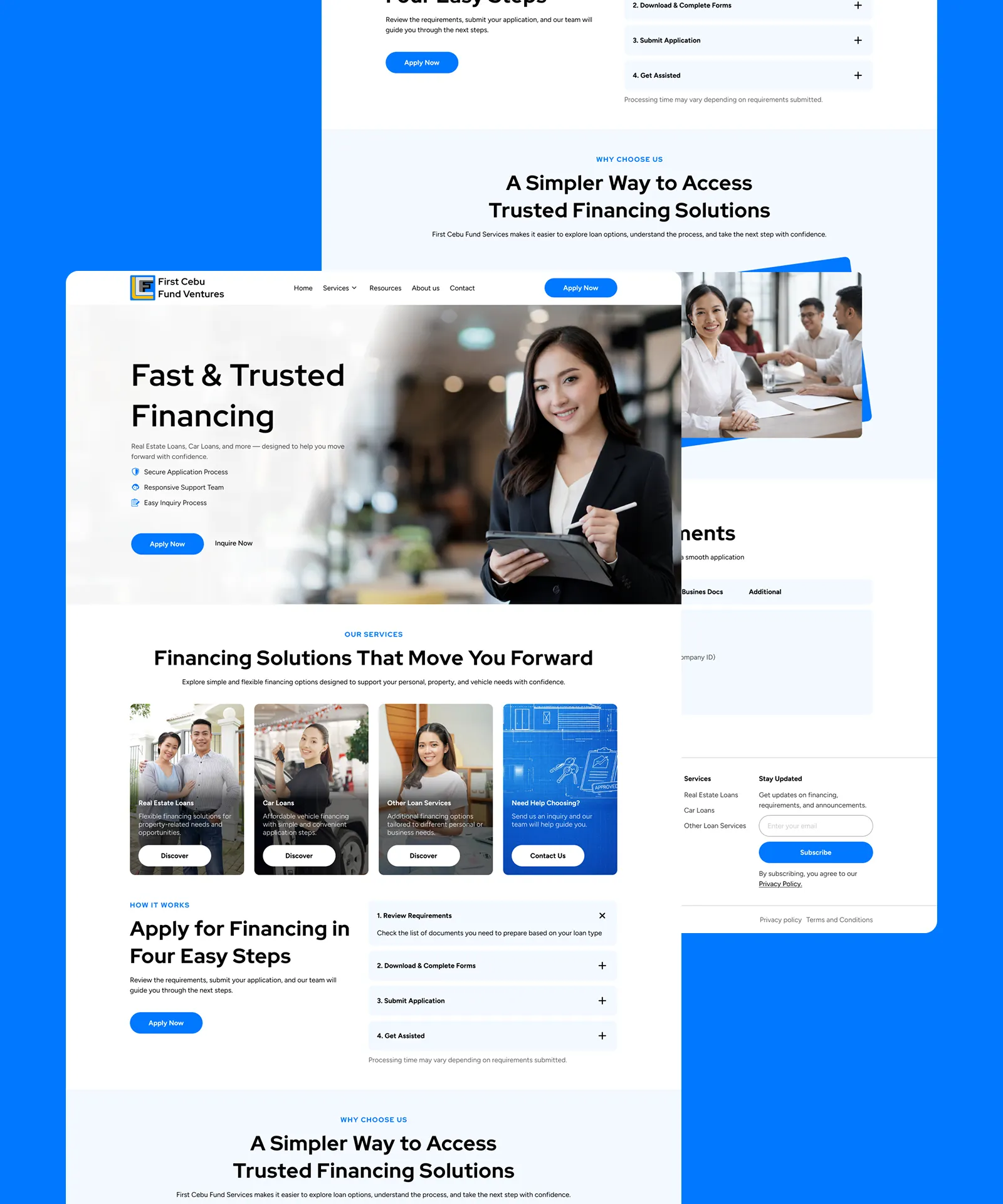 First Cebu Fund Ventures financing website with loan services and application guidance